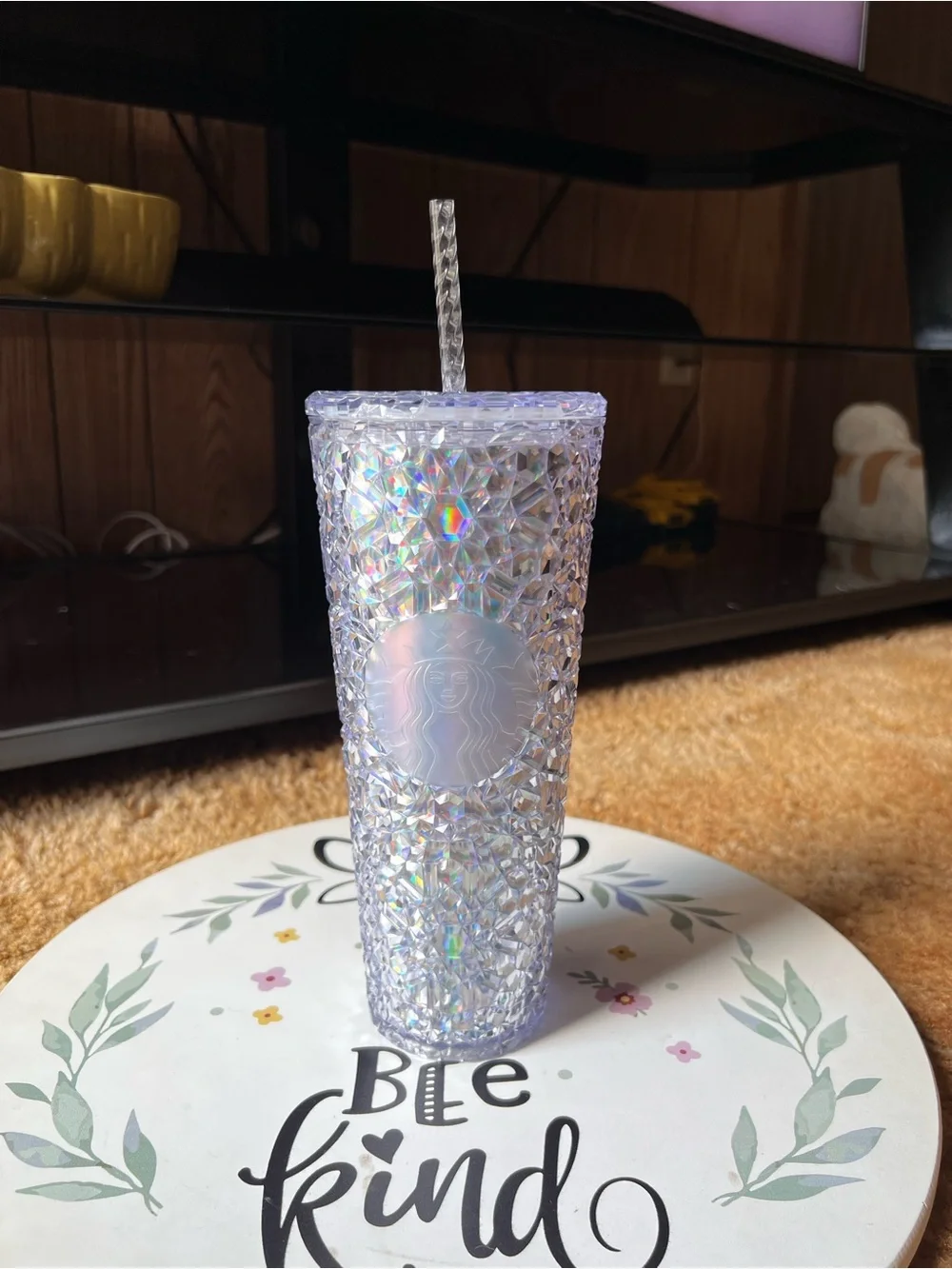 Like new Starbucks 2024 Holiday Gem Crystal Clear Iridescent Cold Tumbler 24oz.